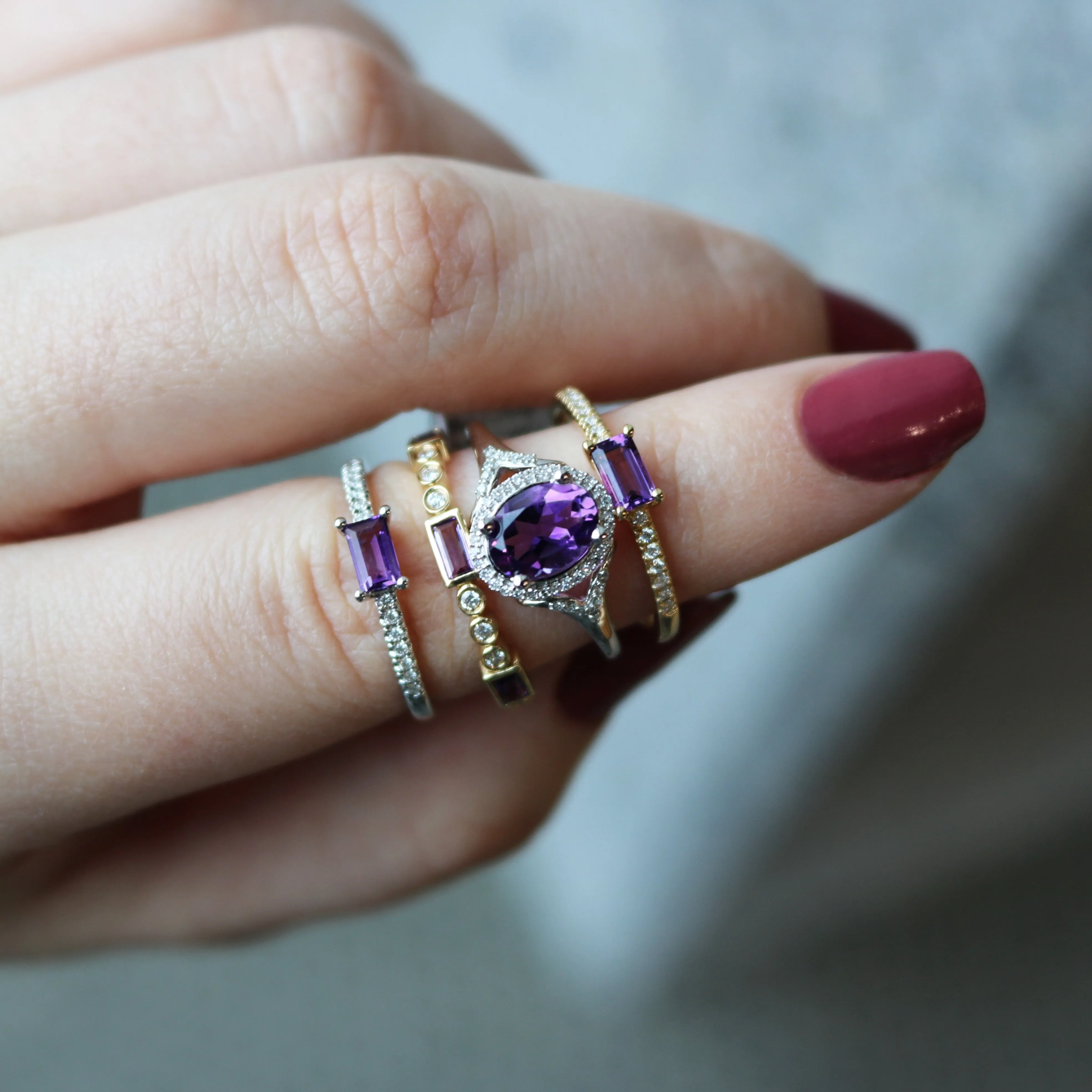 0.09ctw Diamond and Amethyst Ring