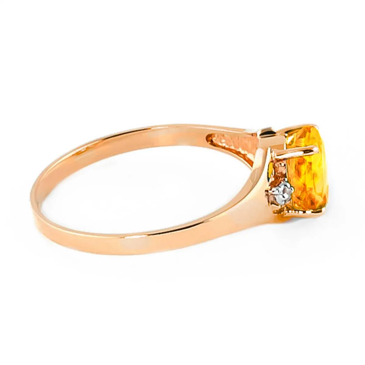 0.76 Carat 14K Solid Rose Gold Brilliance Citrine Diamond Ring