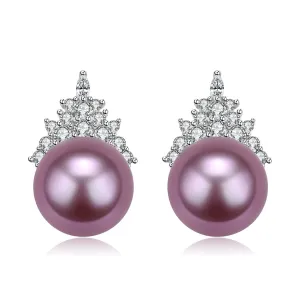 10-11mm Purple Pearl & Queen Earrings Necklace (Purchase Individually)