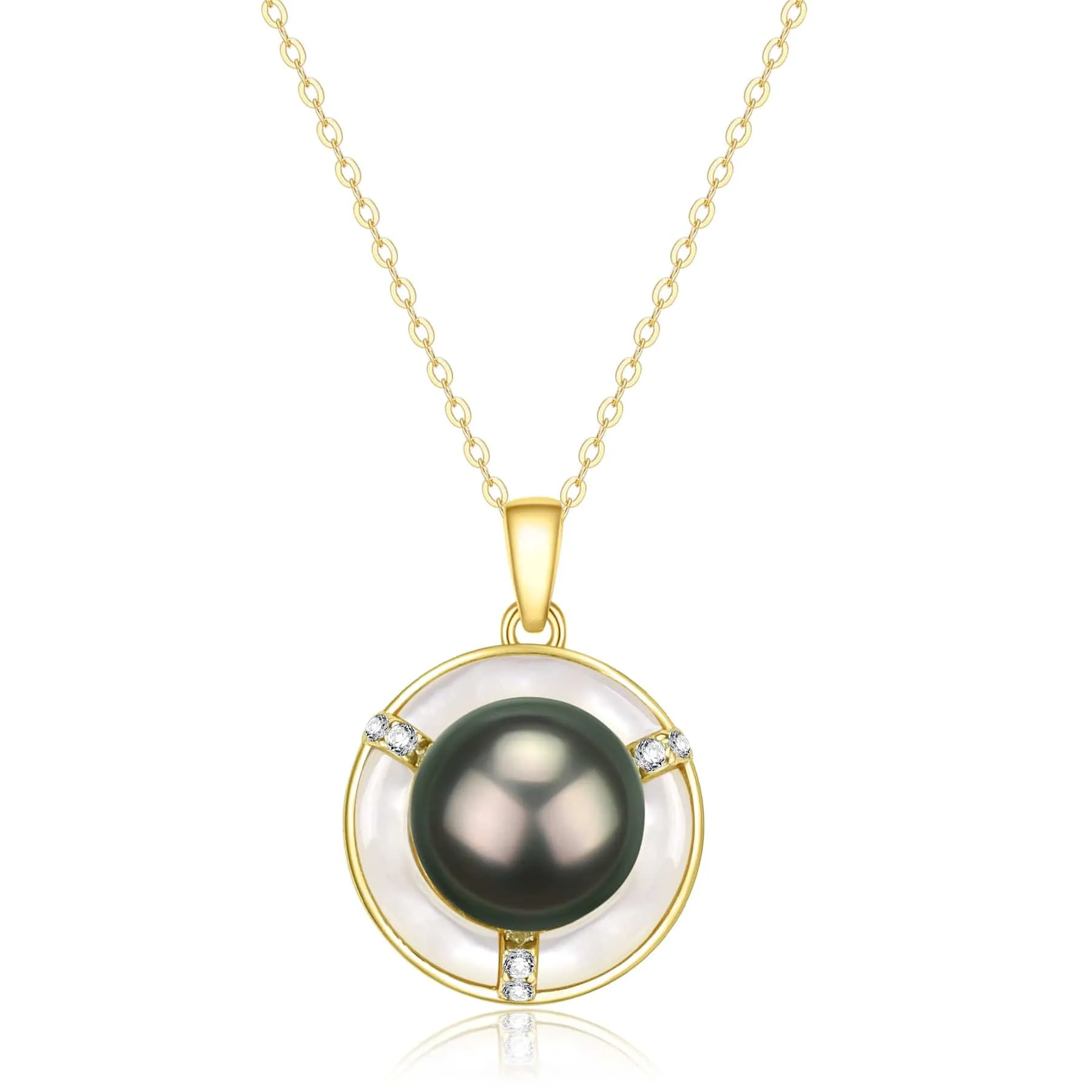 10-11mm Tahitian Mother Of Pearl CZ Necklace