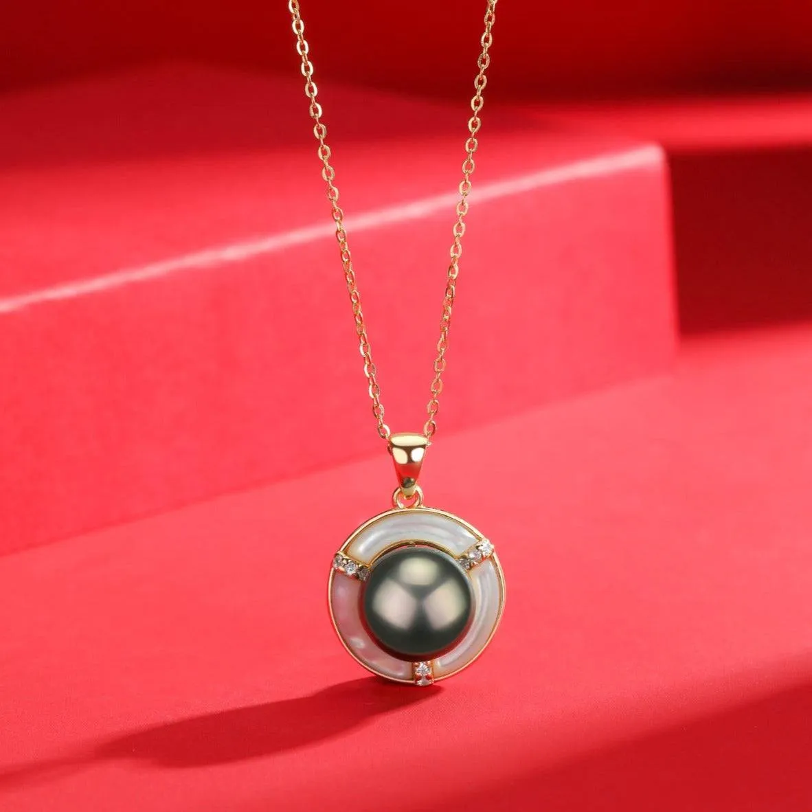 10-11mm Tahitian Mother Of Pearl CZ Necklace