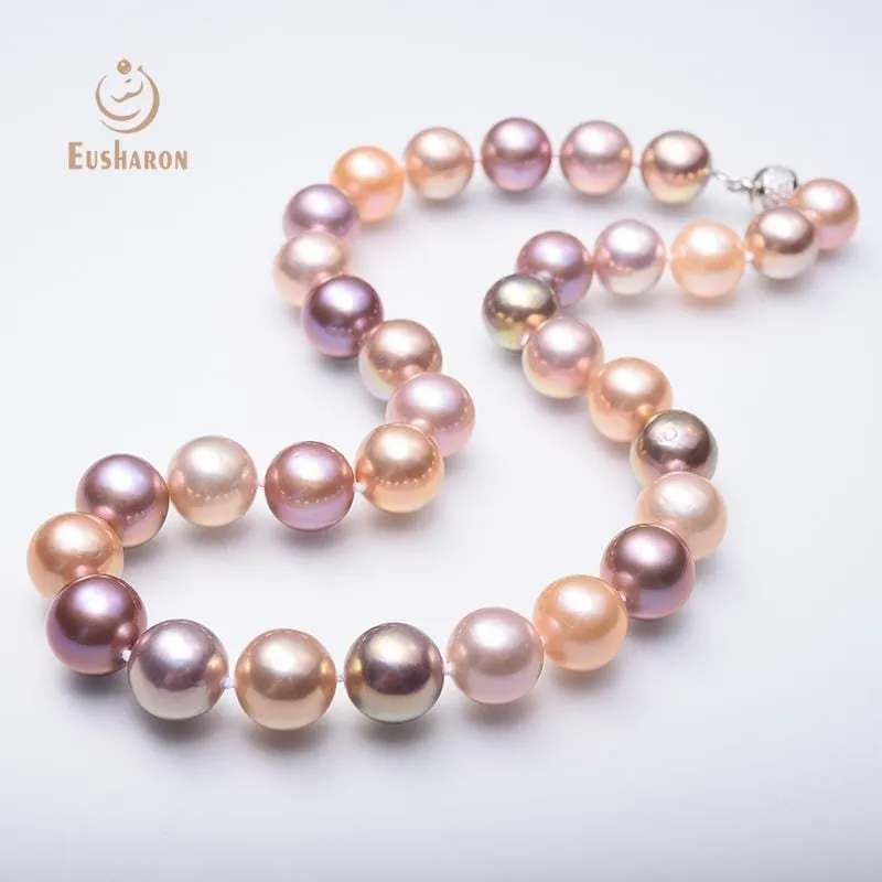 10-11mm/11-12mm AAA Round Multicolor Edison Pearl Necklace