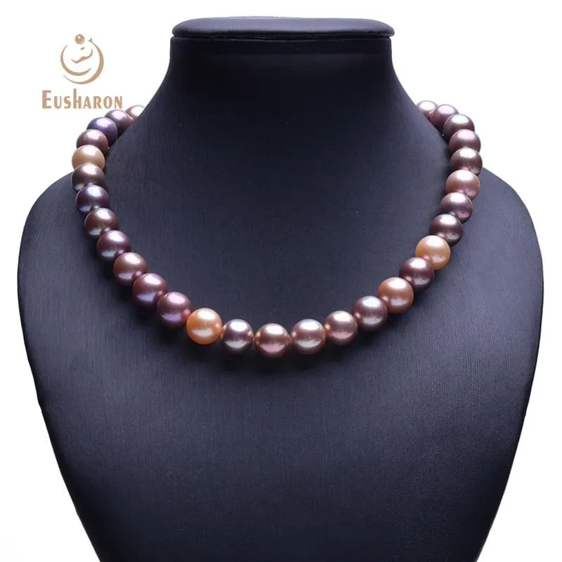 10-11mm/11-12mm AAA Round Multicolor Edison Pearl Necklace