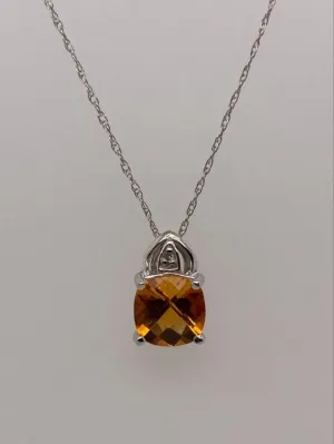 10K Citrine & Diamond Pendant