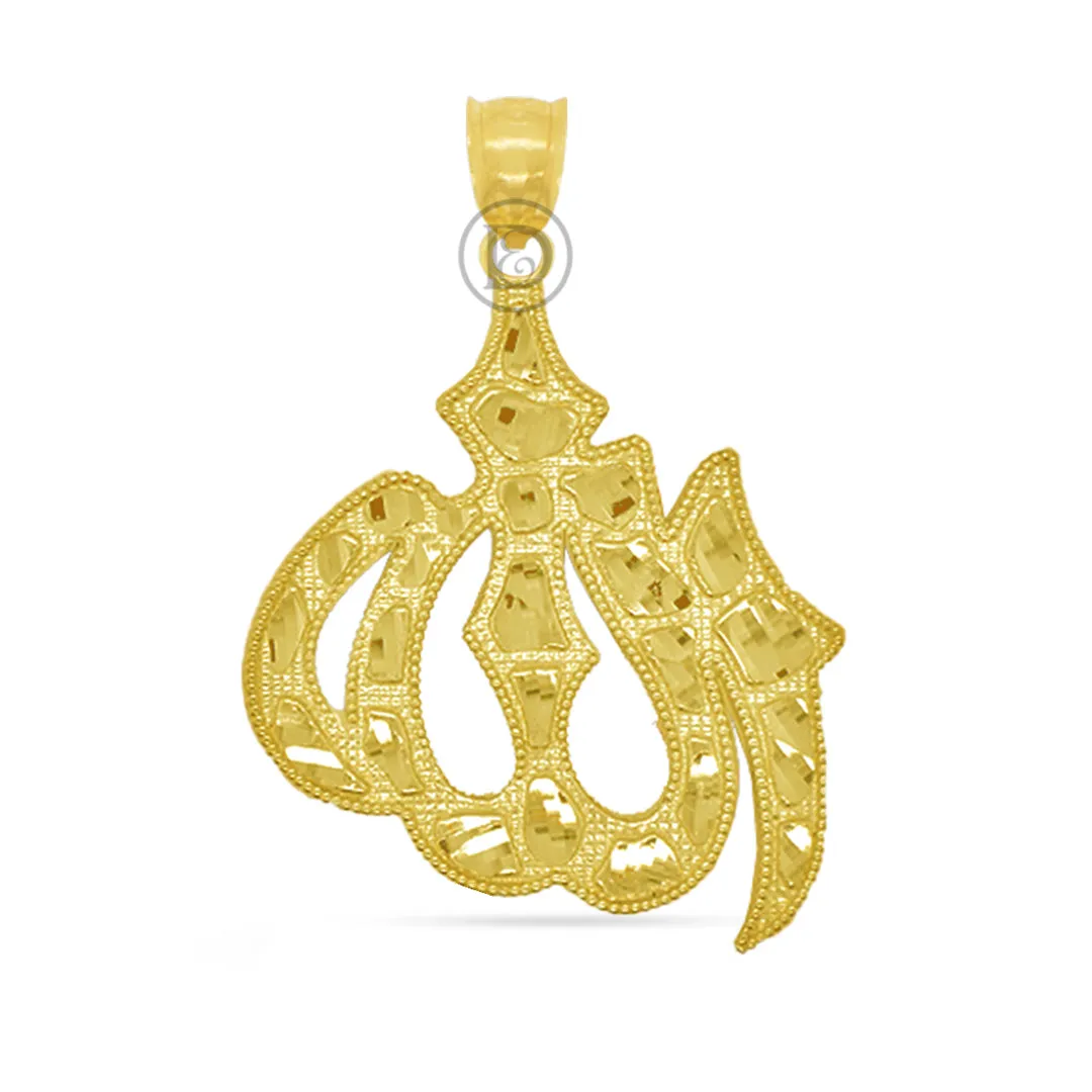 10k yellow gold allah pendant