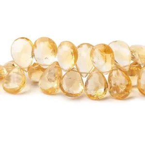 10x8-13x9mm Citrine Faceted Pear Beads 7.5 inch 51 pieces