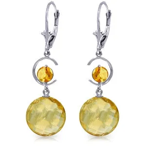 11.6 Carat 14K Solid White Gold Spark Of Life Citrine Earrings