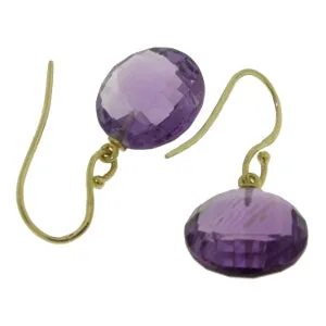 12 Carat 14K Solid Yellow Gold Lumiere Amethyst Earrings