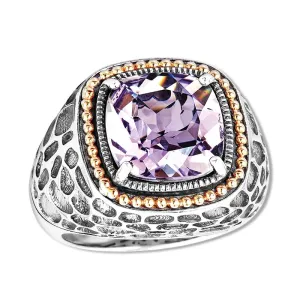 14K and 925 Sterling Sliver Ring with Pink Amethyst (145NR9301TPA)