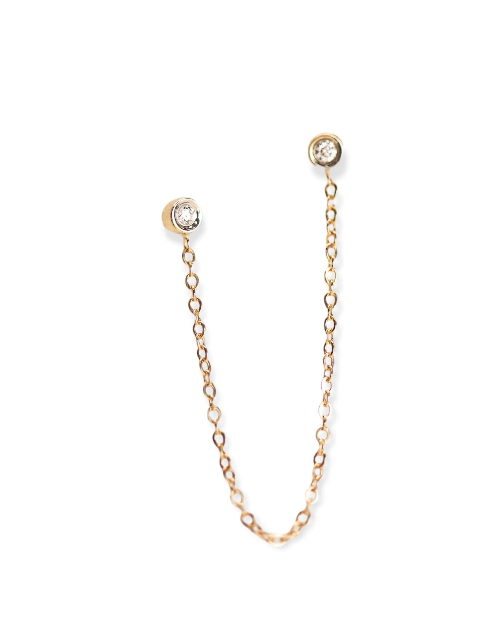 14k Double Diamond Chain Studs