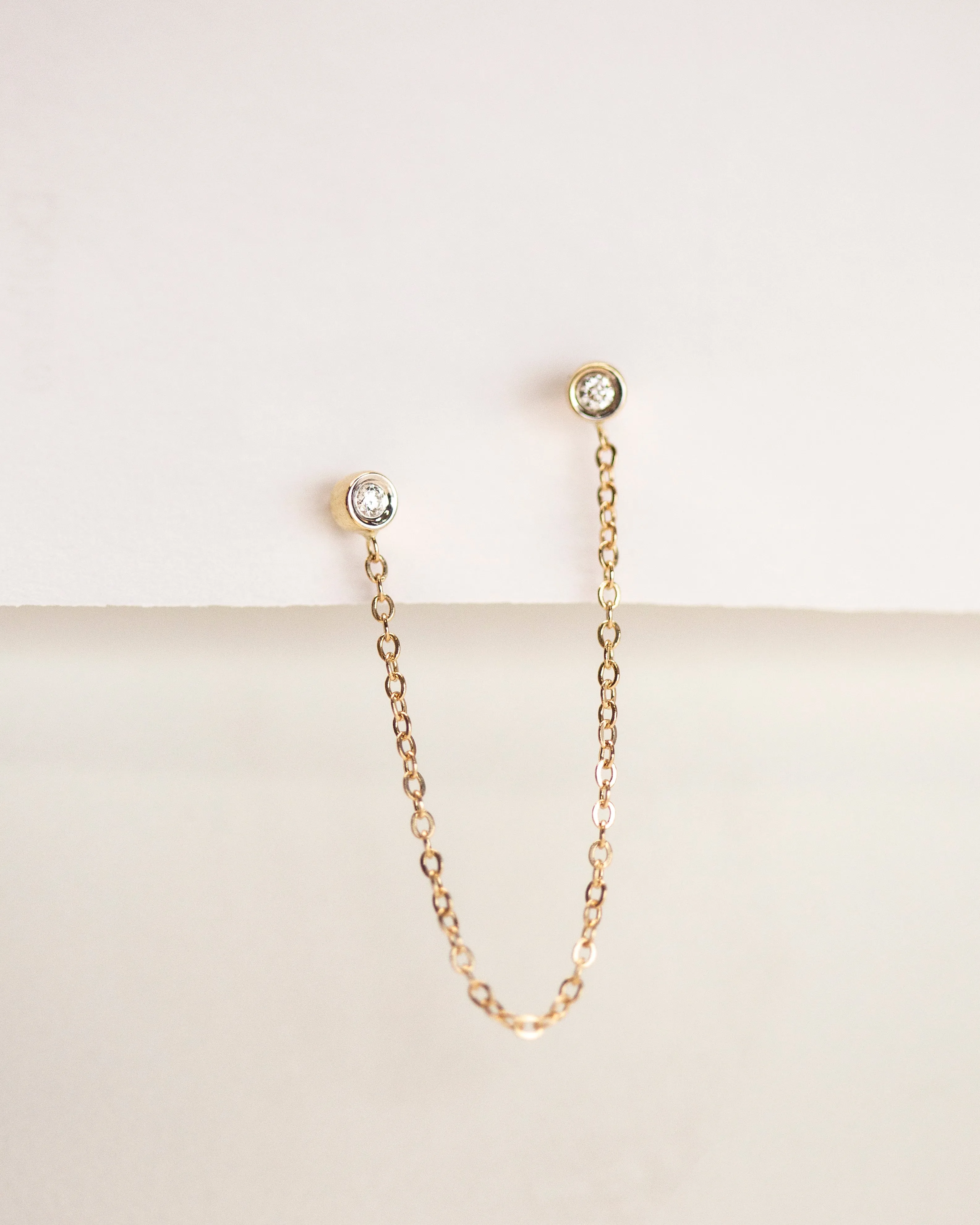 14k Double Diamond Chain Studs