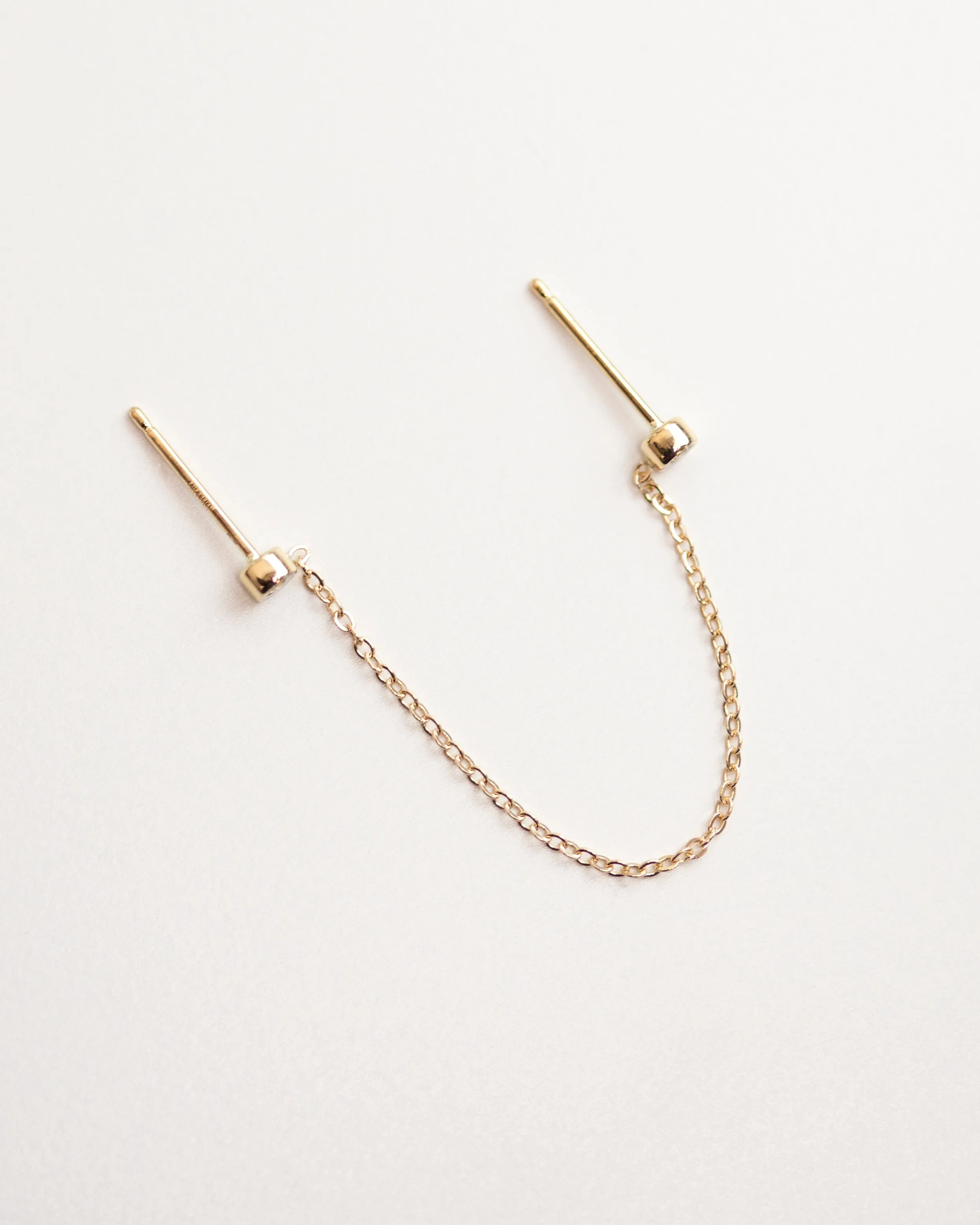 14k Double Diamond Chain Studs