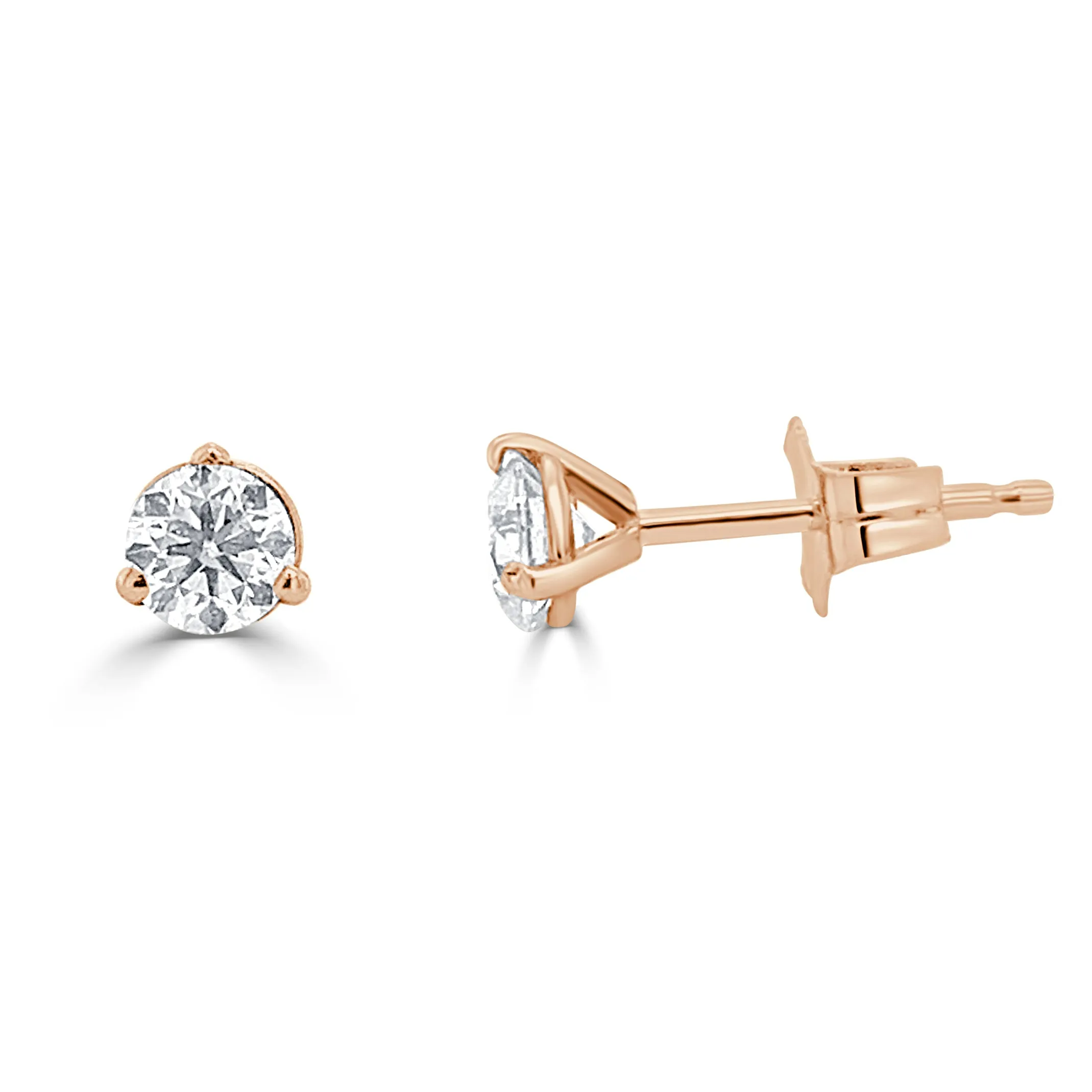 14k Gold & Diamond Round Stud Earrings - 0.47ct