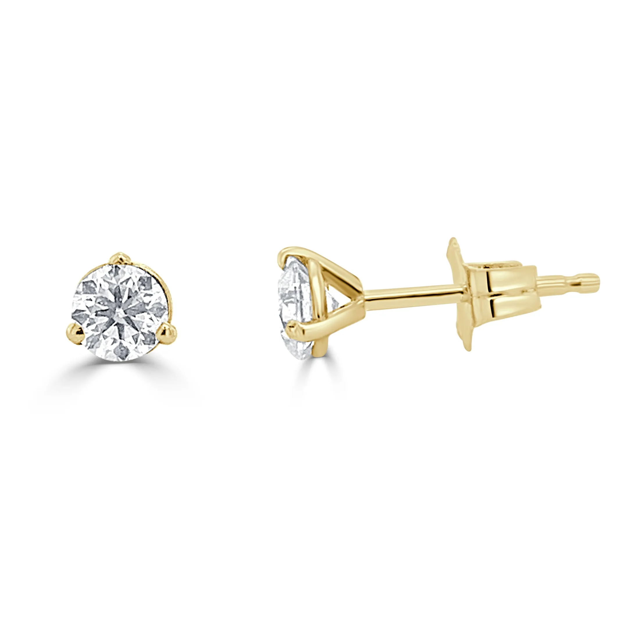 14k Gold & Diamond Round Stud Earrings - 0.47ct