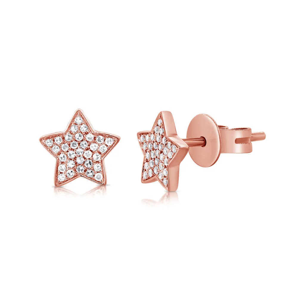 14k Gold & Diamond Star Earrings - 0.12ct