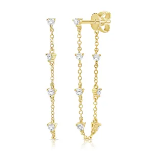 14k Gold & Diamond Stud Chain Earrings - 0.29ct