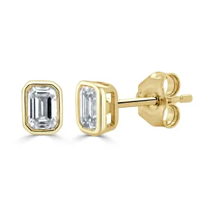 14K Gold & Emerald-Cut Diamond Stud Earrings - 0.49ct