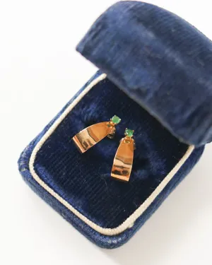 14k Gold Earrings w/ Emerald