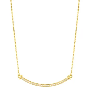 14k Gold Plated Pearl Curved Bar Necklace