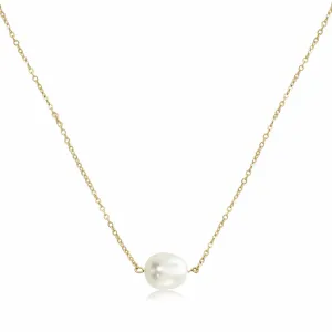 14K Gold Simple Inline Pearl Necklace