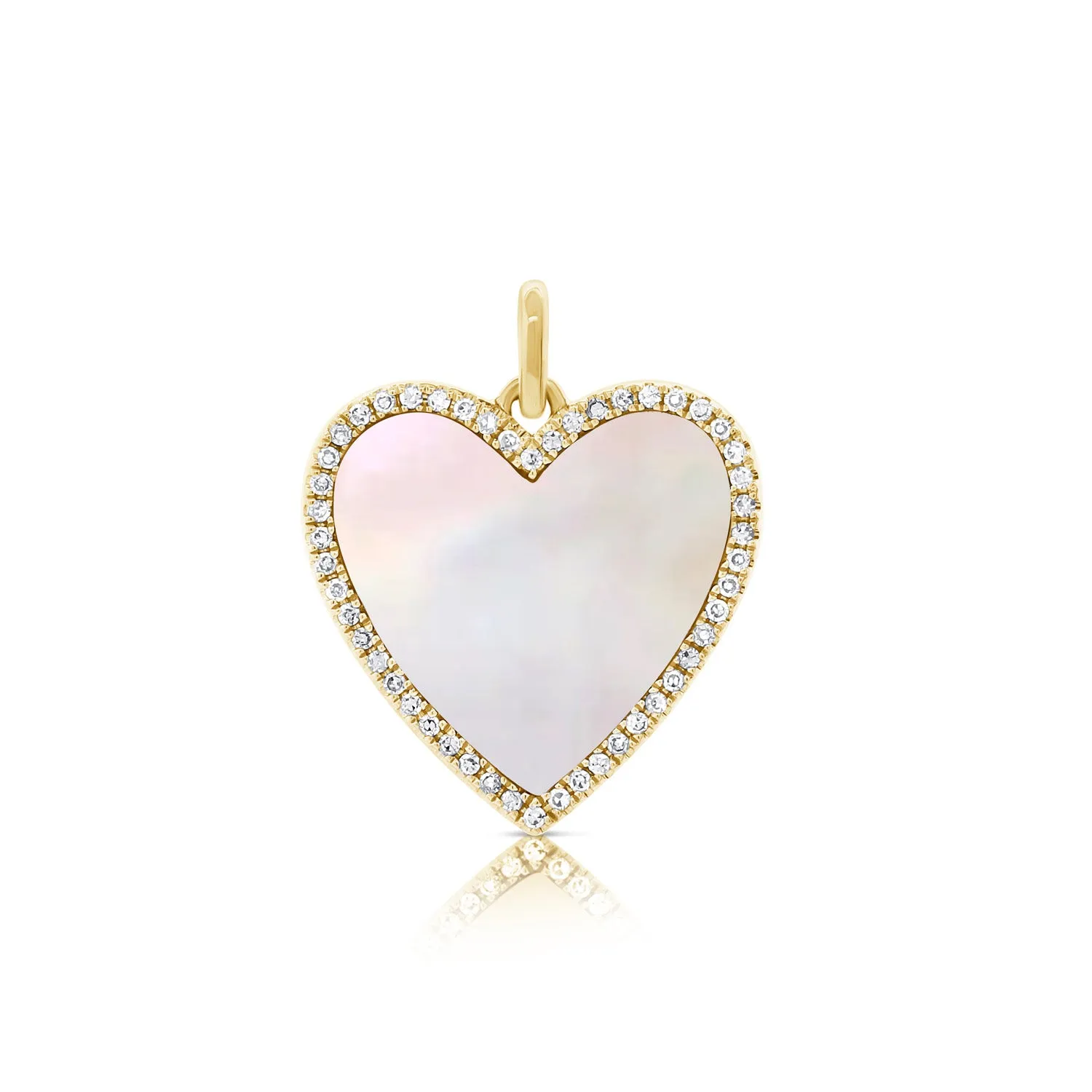 14K Rose Gold Diamond   Mother of Pearl Heart Pendant