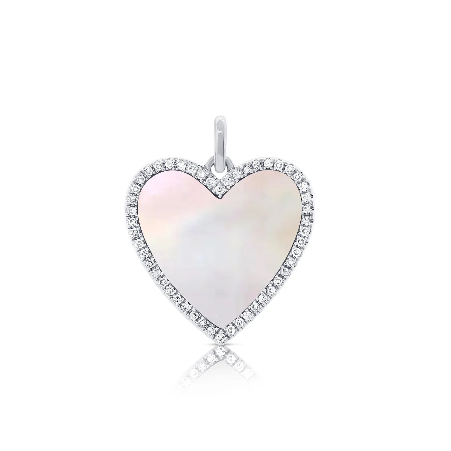 14K Rose Gold Diamond   Mother of Pearl Heart Pendant