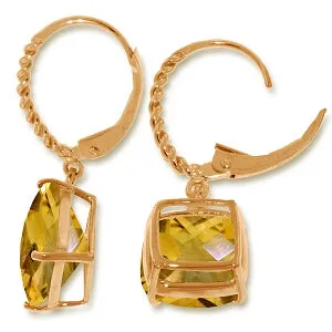 14K Solid Rose Gold Leverback Earrings Natural Citrine Series