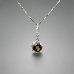 14K W Gold 0.67ct Smoky Quartz & 0.14cttw G/SI2 Diamond Halo Pendant