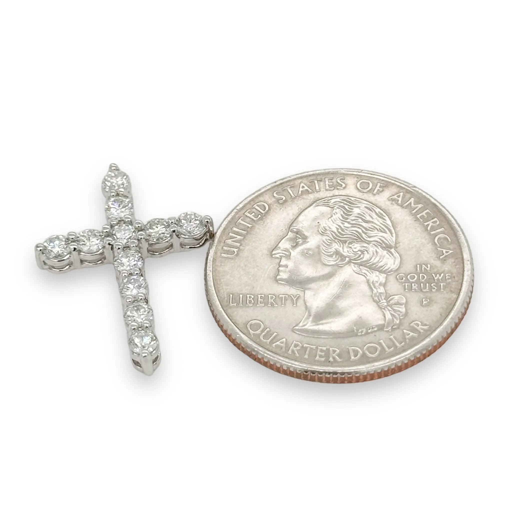 14K W Gold G/I1 0.75cttw Diamond Cross