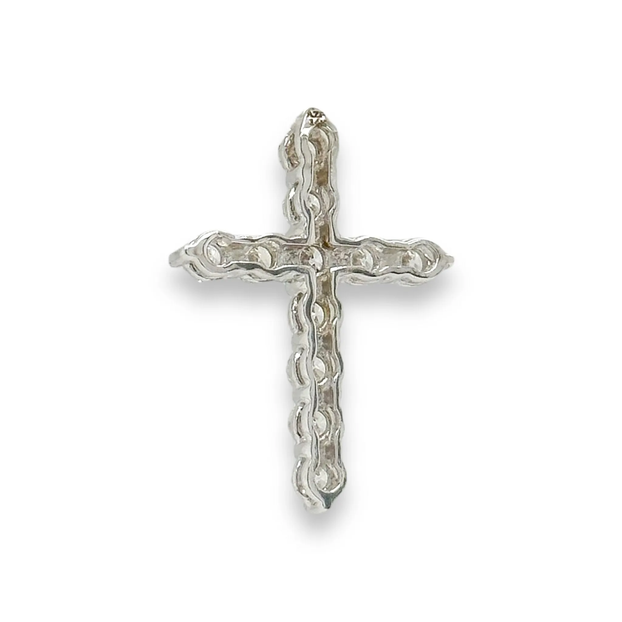 14K W Gold G/I1 0.75cttw Diamond Cross