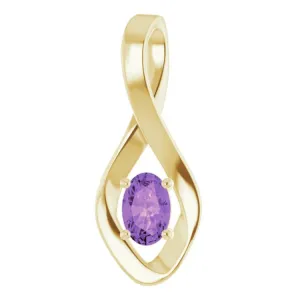 14K Yellow 6x4 mm Oval Natural Amethyst Pendant