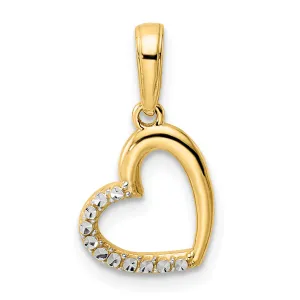 14k Yellow Gold and White Rhodium D.C Heart Design Pendant