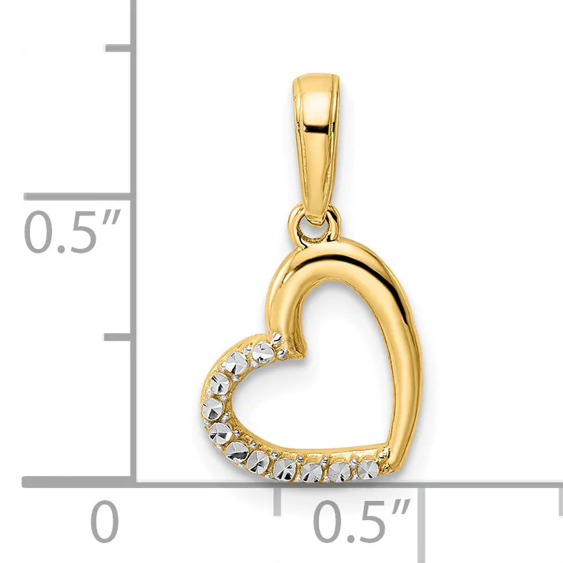 14k Yellow Gold and White Rhodium D.C Heart Design Pendant