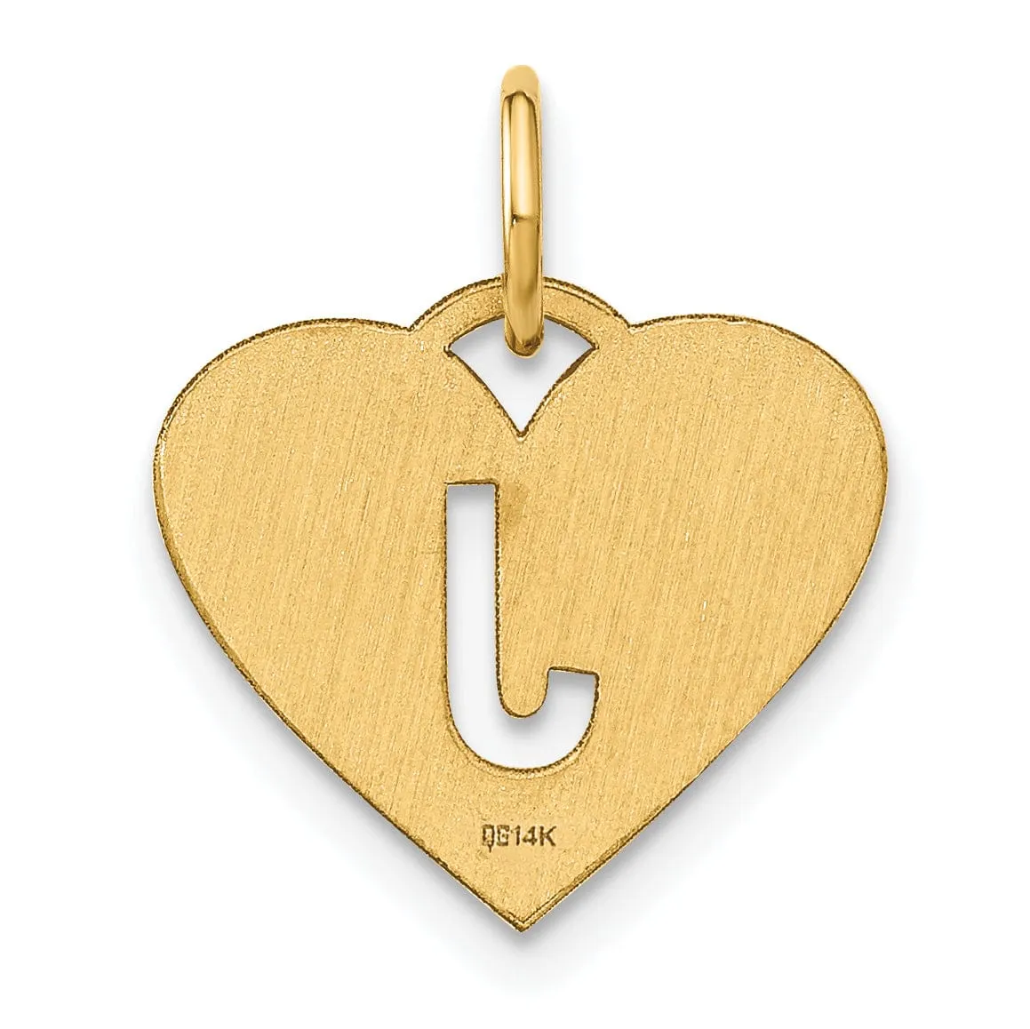 14k Yellow Gold Heart Cut-Out Letter J Initial Pendant