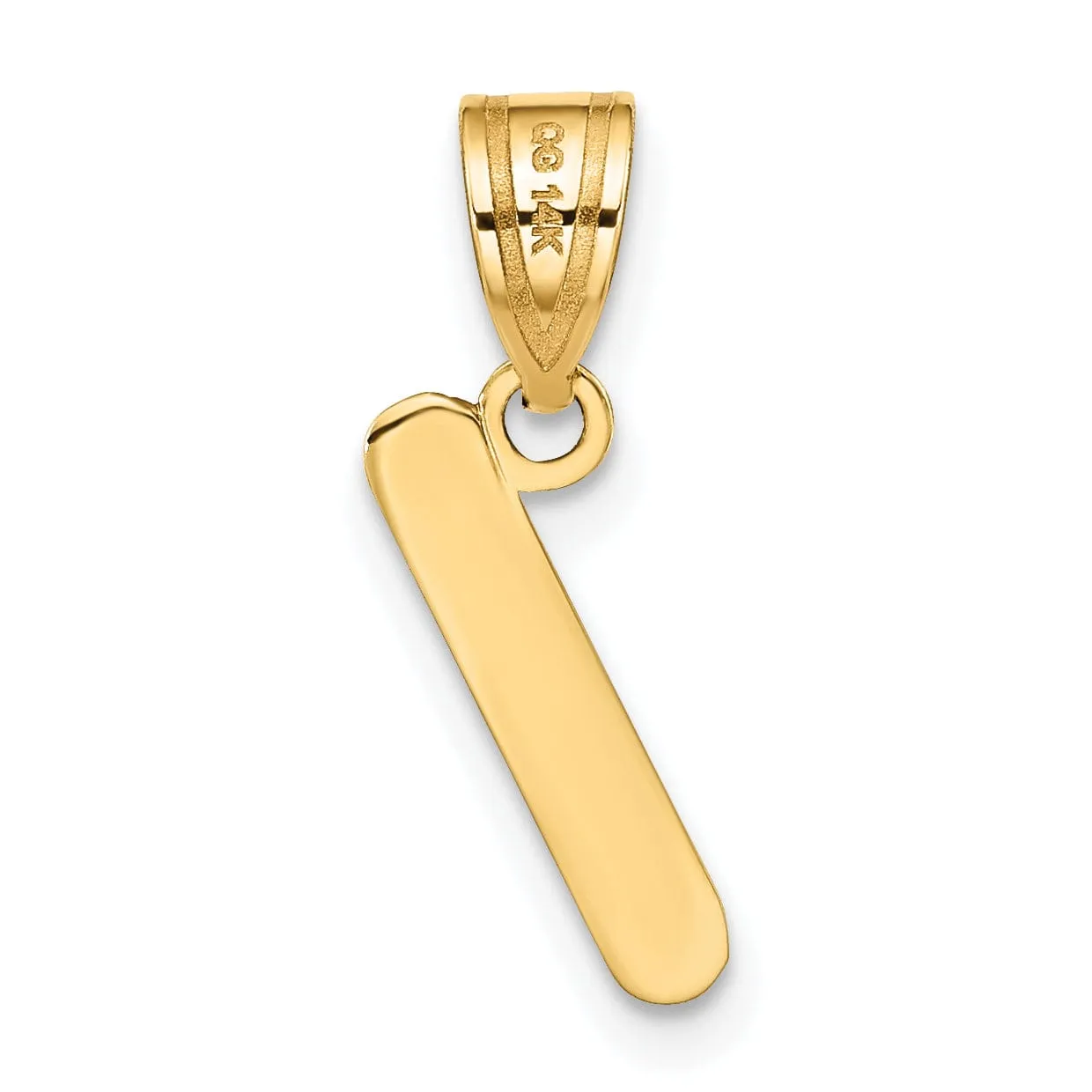 14k Yellow Gold Slanted Design Bubble Letter I Initial Pendant