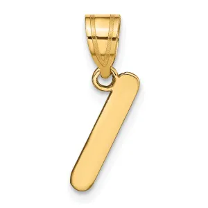 14k Yellow Gold Slanted Design Bubble Letter I Initial Pendant