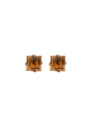 1.50ct Citrine 14K Gold Square Stud Earrings