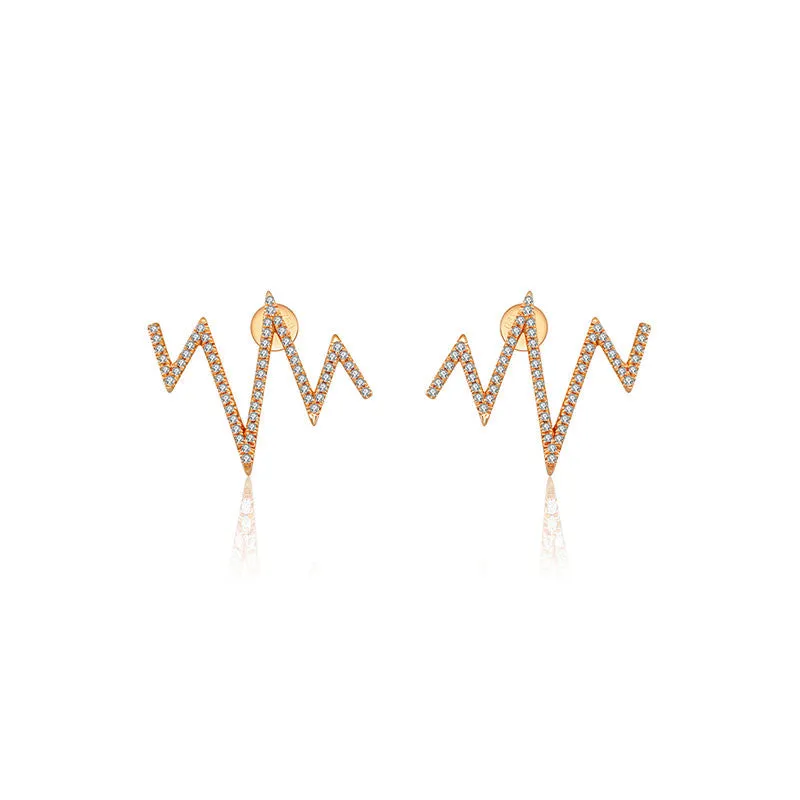 18k Gold Heartbeat Diamond Earring