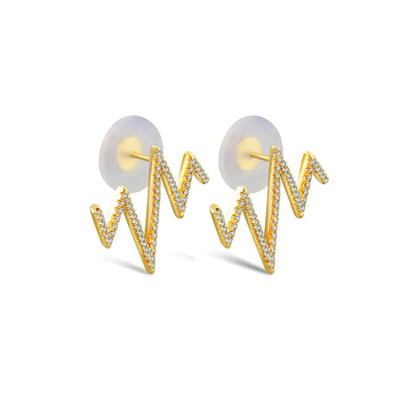 18k Gold Heartbeat Diamond Earring