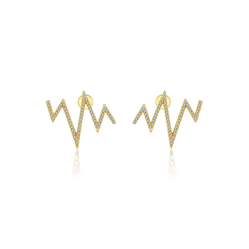 18k Gold Heartbeat Diamond Earring