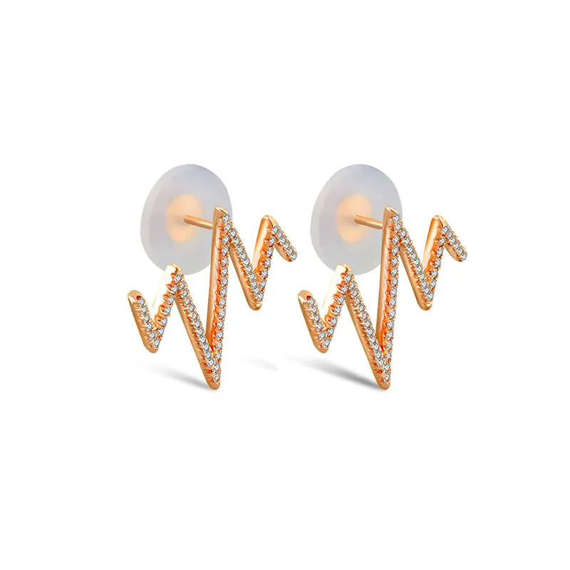 18k Gold Heartbeat Diamond Earring