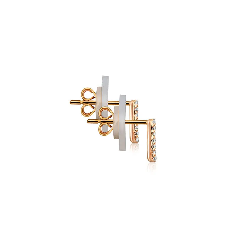 18k Gold Hollow Square Diamond Earring