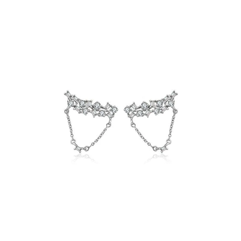 18k Gold Irregular Shape Chain Diamond Earring