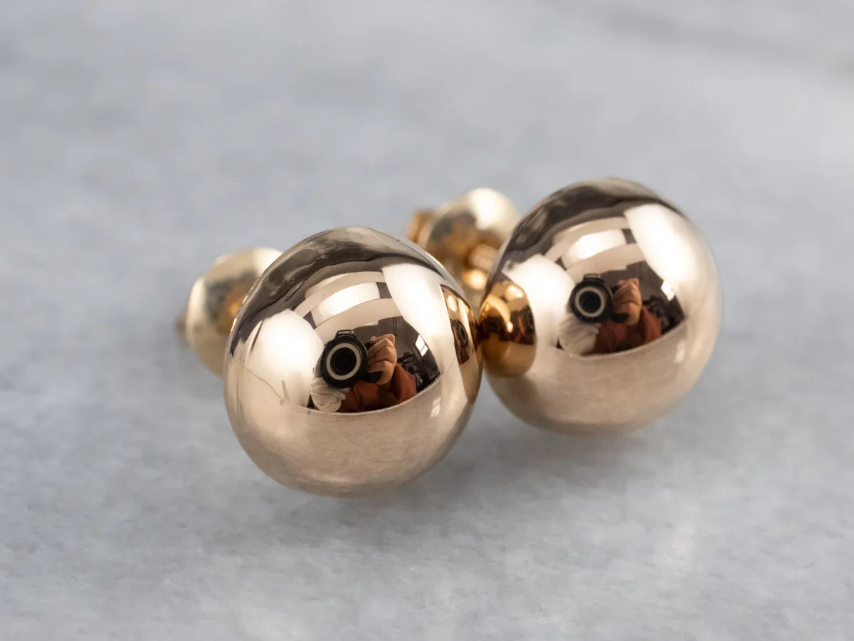 18K Rose Gold Button Stud Earrings