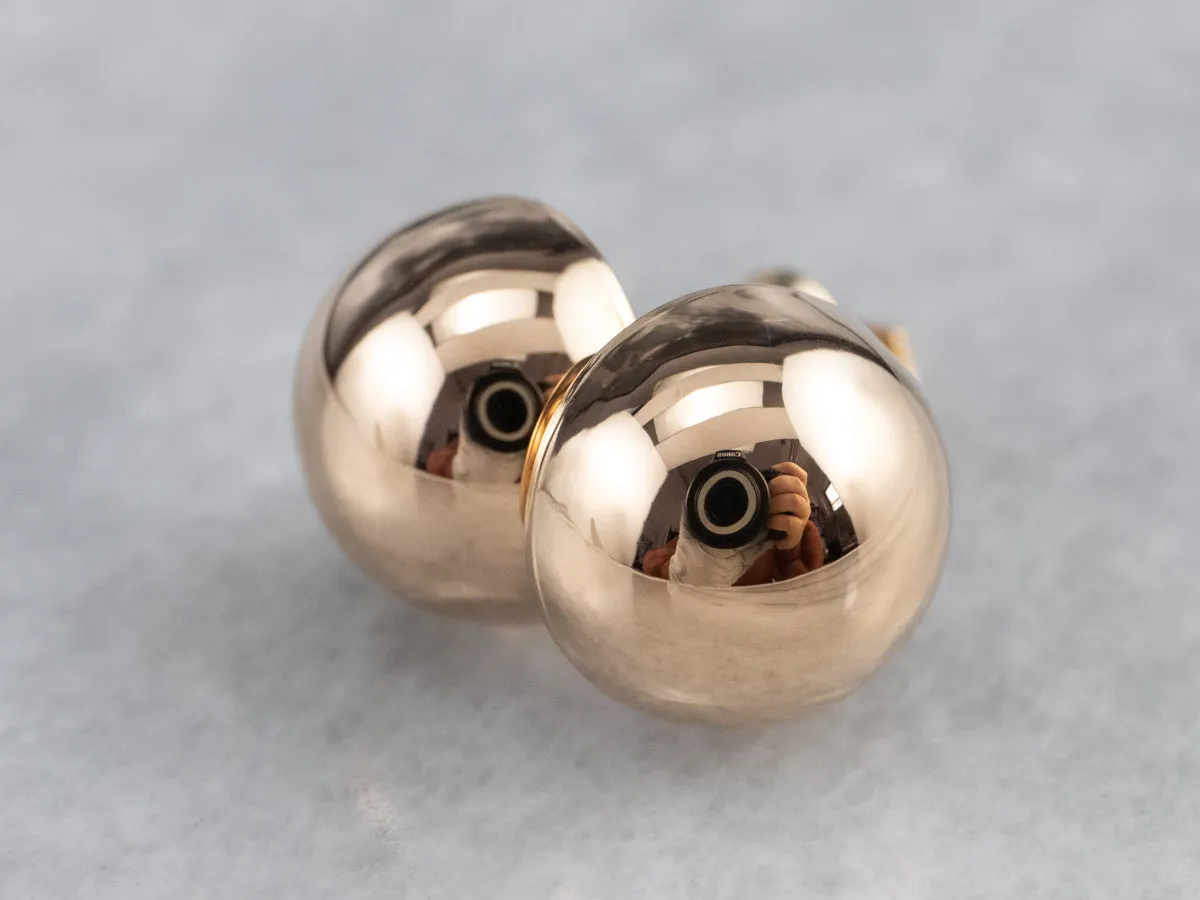 18K Rose Gold Button Stud Earrings