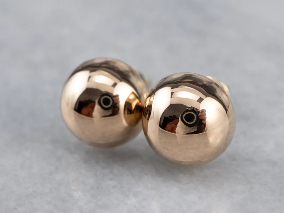 18K Rose Gold Button Stud Earrings