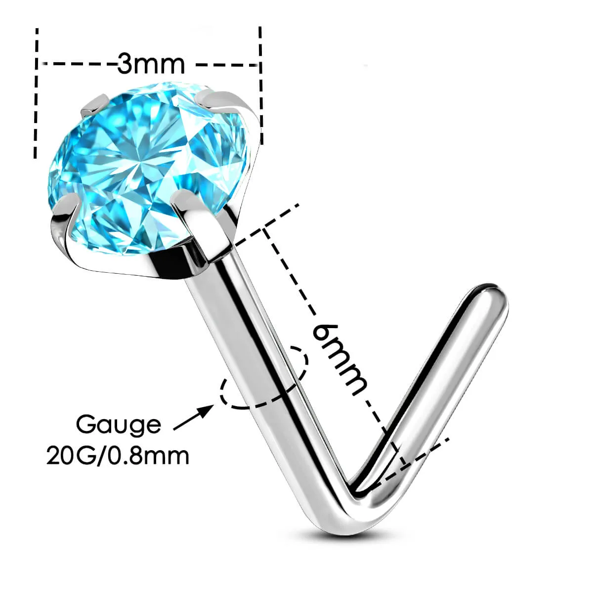 20G Titanium Vibrant CZ Nose Stud