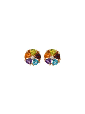 2.50ct Multi Color Gemstone 14K Gold Stud Earrings