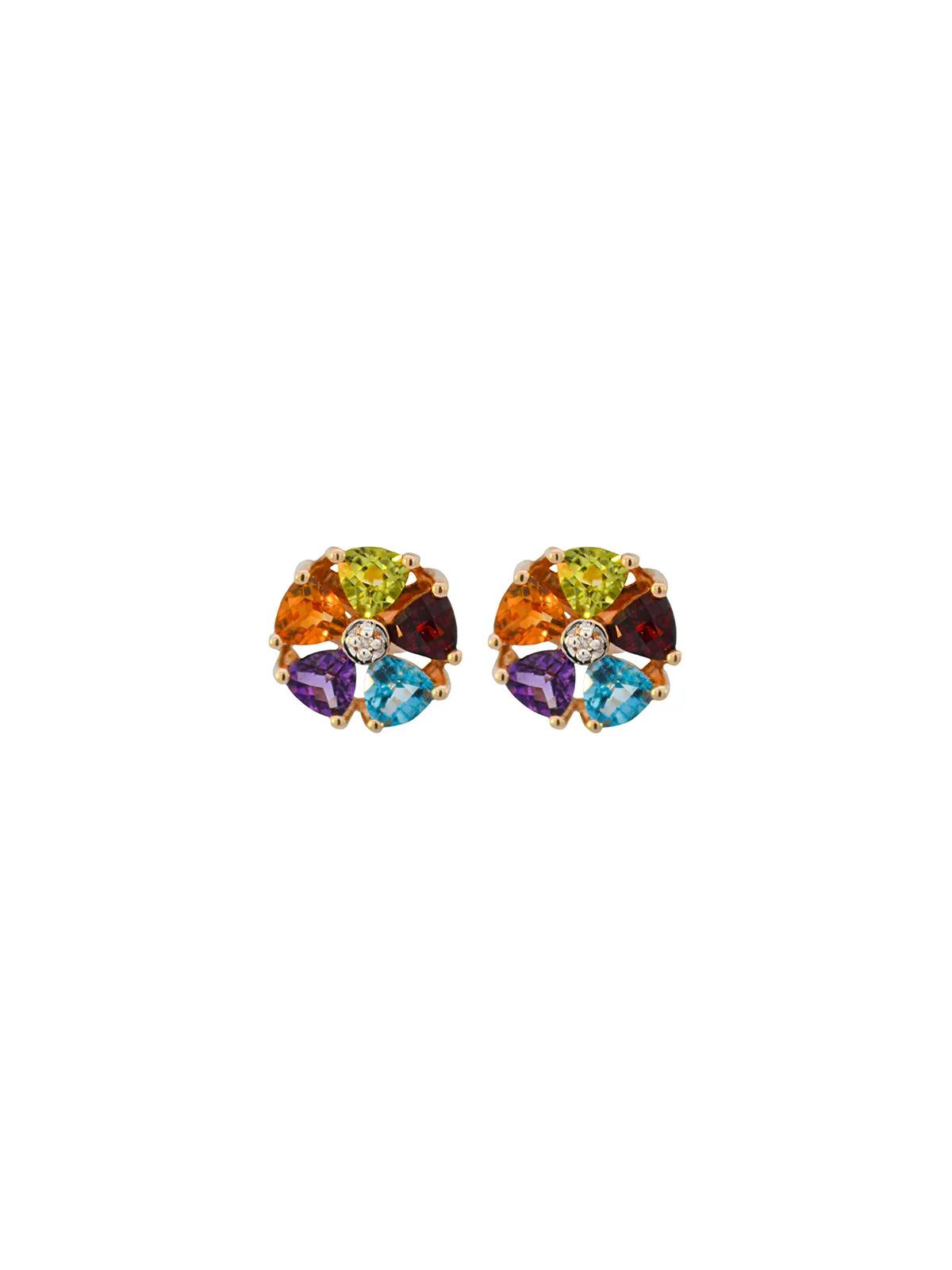 2.50ct Multi Color Gemstone 14K Gold Stud Earrings