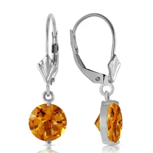 3.1 Carat 14K Solid White Gold Leverback Earrings Citrine